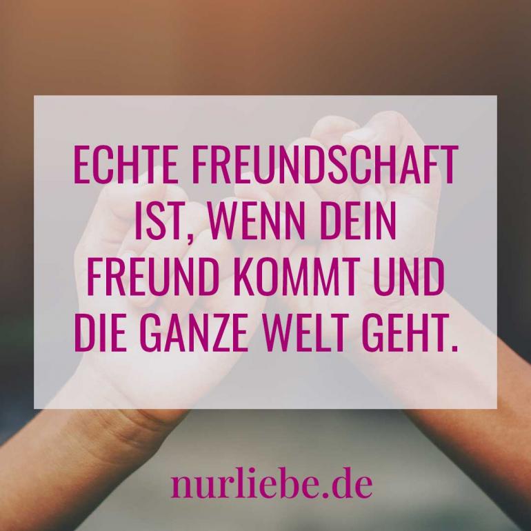 Bild zeigt Freundschaftsspruch - Echte Freundschaft ist, wenn dein Freund kommt und die ganze Welt geht