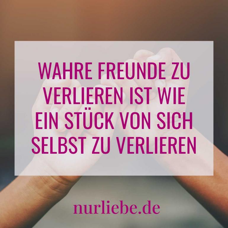 Bild zeigt Spruch über Freundschaft - Wahre Freunde zu verlieren ist wie ein Stück von sich selbst zu verlieren