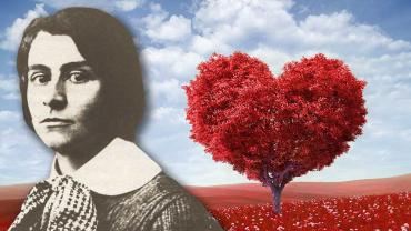 Bild von Else Lasker-Schüler mit Herz, Symbol der Liebe